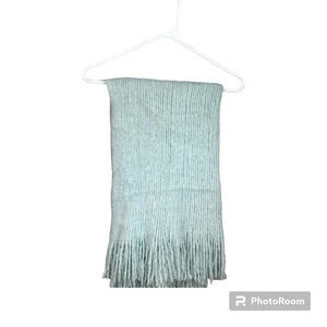Free People Rectangle Soft Multi Way Blanket Scarf Wrap Fringed Edge Blue